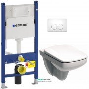 Унітаз Kolo Nova Pro Rimfree з сидінням інсталяцією Geberit Duofix Delta (3в1) і змивний клавішею Delta 21 M39018000 + 458.126.00.1 + 115.125.11.1