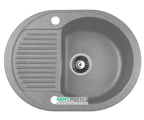 Мойка для кухни овальная Буль-Буль Yuta оборачиваемая врезная Магранит серый 102060013