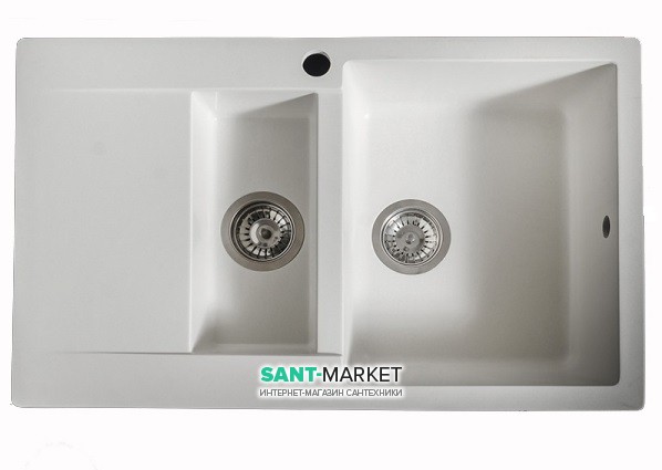 Мойка для кухни прямоугольная Буль-Буль La Pas врезная Магранит белый 110080001