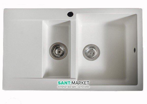 Мийка для кухні прямокутна Буль-Буль La Pas врізна Маграніт білий 110080001