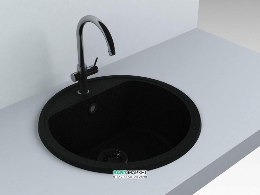 Мойка для кухни круглая Буль-Буль Malibu врезная Магранит светло-черный 117050004
