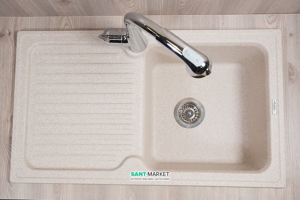 Мойка для кухни прямоугольная Буль-Буль Orlean врезная Магранит песочный 112080007