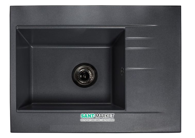 Мийка для кухні прямокутна Буль-Буль Bodrum 650 врізна Маграніт світло-чорний 115060004