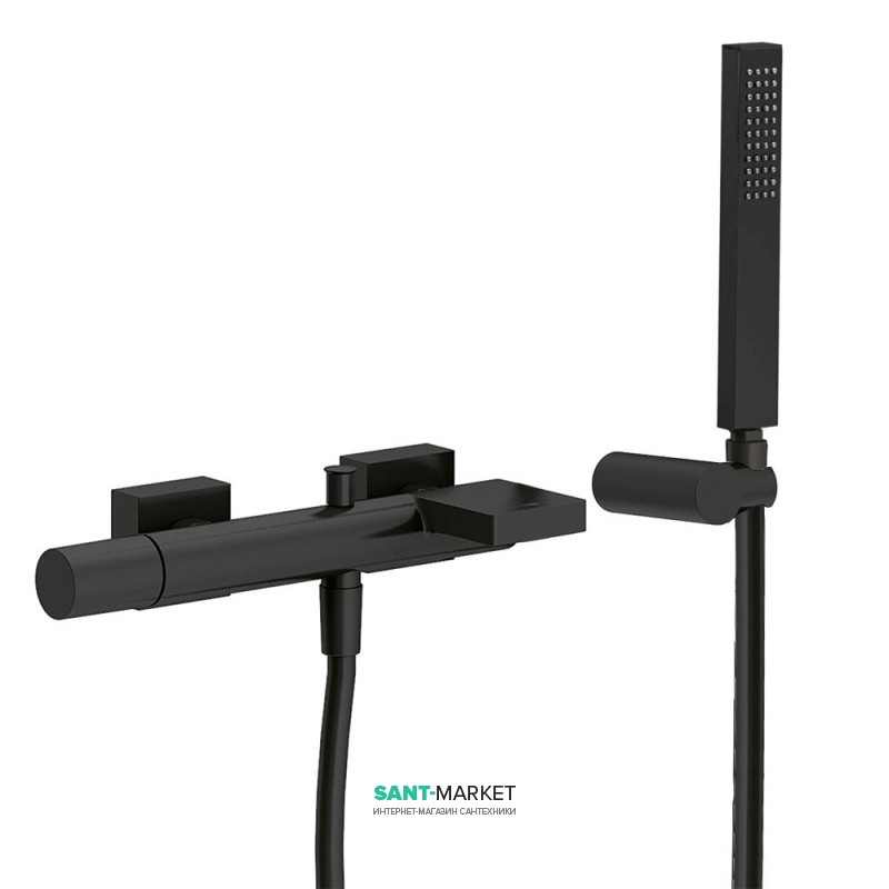 Смеситель для ванной Tres Project-Tres c ручной лейкой черный матовый 21117001NM