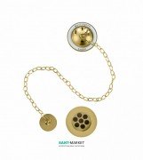 Слив-перелив для ванны Burlington с цепочкой гибкой подводкой и переливной решеткой золото W3 GOL