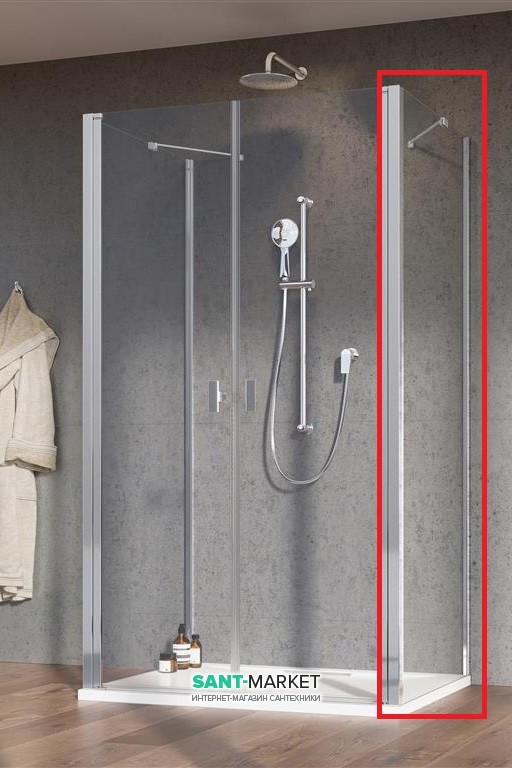 Стенка душевая Radaway Nes S2 90 профиль хром прозрачное стекло 10040090-01-01