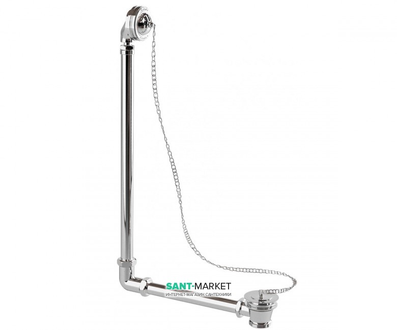 Вертикальный слив-перелив с пробкой и цепочкой для ванны Burlington хром W4/CW4/W5/CW5