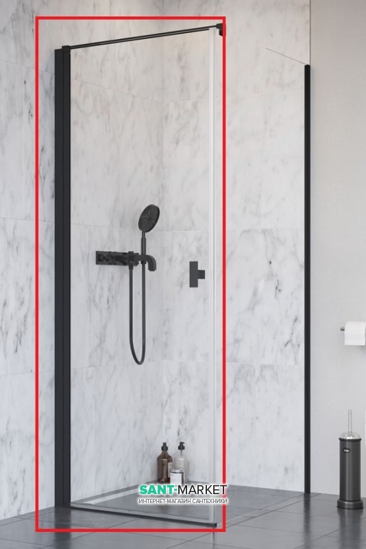 Душевая дверь Radaway Nes Black KDJ I 80 левая чёрный профиль прозрачное стекло 10022080-54-01L