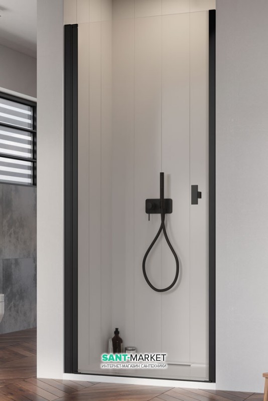 Душові двері Radaway Nes Black DWJ I 70 ліва чорний профіль прозоре скло 10026070-54-01L