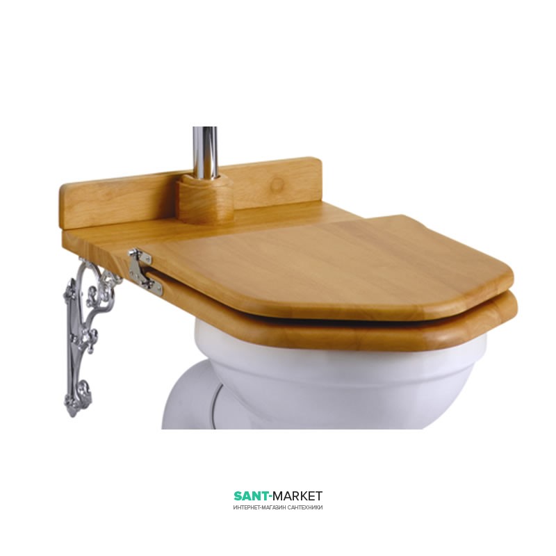 Сидіння-трон для унітазу з високим бачком Burlington масив дерева золотистий дуб S14