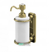 Дозатор для жидкого мыла Burlington с настенным держателем латунь/керамика золото/белый A19 GOL