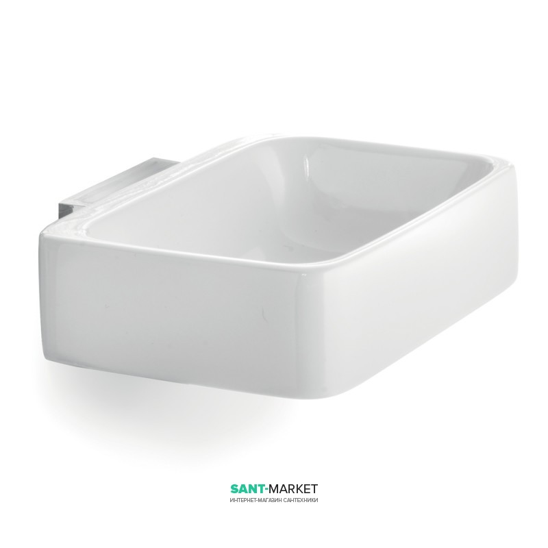 Мыльница для ванной Flab Combi крепление к стене композитный материал/металл белый/хром 101