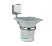 Cтакан для зубных щеток Flab Aida навесной керамика/латунь белый/хром 372 CHR