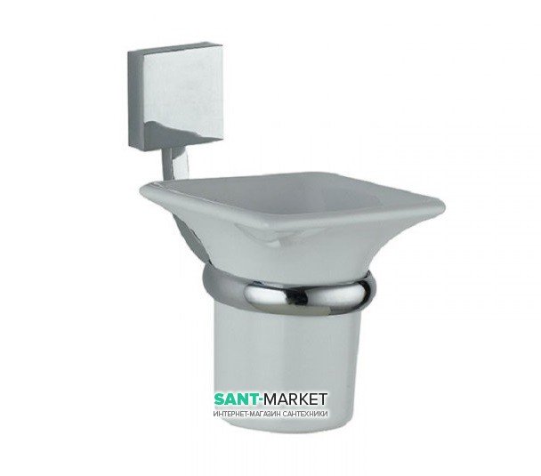 Cтакан для зубных щеток Flab Aida навесной керамика/латунь белый/хром 372 CHR