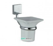 Cтакан для зубних щіток Flab Aida навісний кераміка / латунь білий / хром 372 CHR