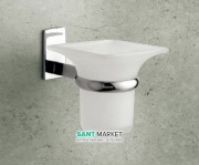 Cтакан для зубных щеток Flab Omega навесной матовое стекло/латунь хром 122 CHR