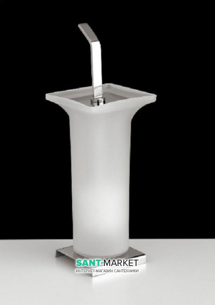 Йоржик для унітазу Flab Omega підлоговий матове скло / латунь хром 125 CHR