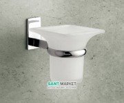 Cтакан для зубных щеток Flab Omega навесной матовое стекло/латунь хром 122 CHR