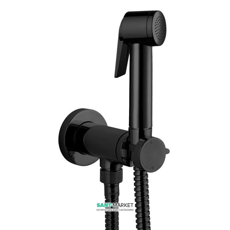 Гигиенический душ со встраиваемым прогрессивным смесителем Bossini Paloma Flat латунь черный матовый E37015B00073015