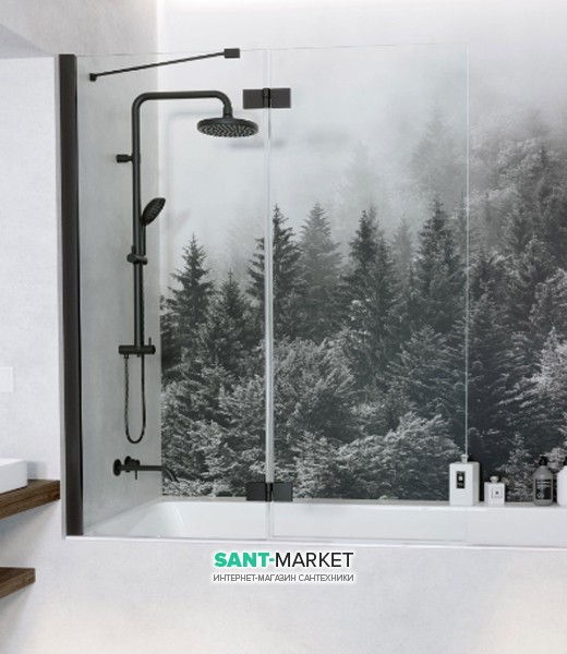 Шторка для ванної Radaway Essenza New Black PND II 120 ліва прозоре скло / чорний 10002120-54-01L