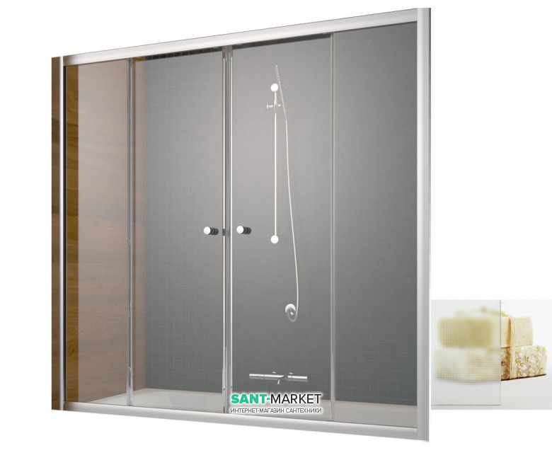 Шторка для ванной Radaway Vesta DWD 170 полупрозрачное стекло фабрик/хром 203170-06