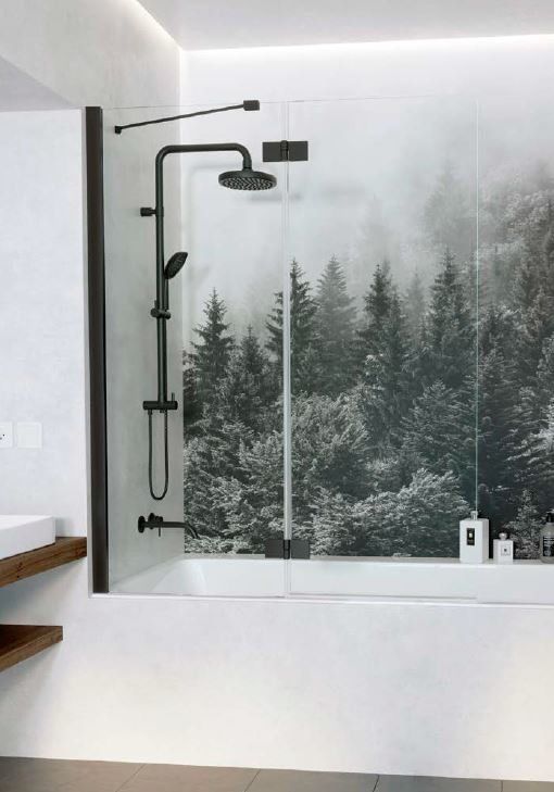 Шторка для ванної Radaway Essenza New Black PND II 110 ліва прозоре скло / чорний 10002110-54-01L