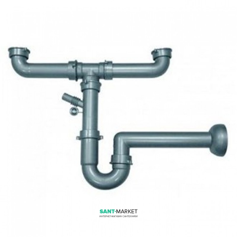 Сифон для подвійних мийок Franke пластик сірий 0330621