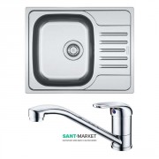 Кухонная мойка Franke Polar PXL 611-60 декор и смеситель Narew 35 Plus нержавеющая сталь 101.0444.100