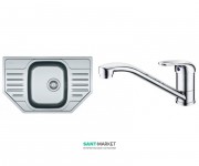 Кухонная мойка Franke Polar PXL 612-Е декор и смеситель Narew 35 Plus нержавеющая сталь 101.0444.134