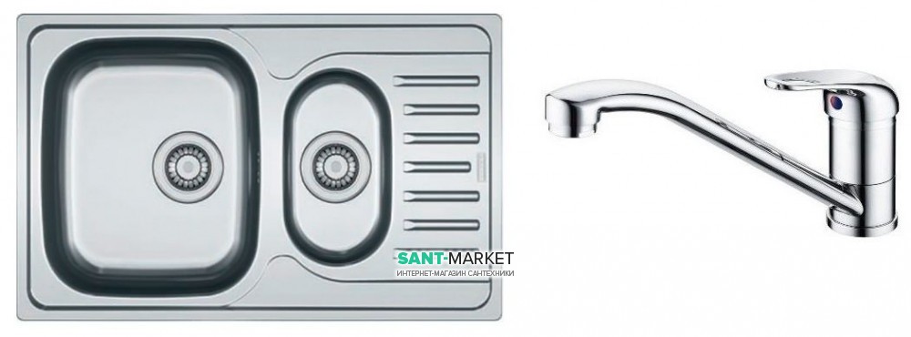 Кухонна мийка Franke Polar PXL 651-78 декор і змішувач Narew 35 Plus нержавіюча сталь 101.0444.132