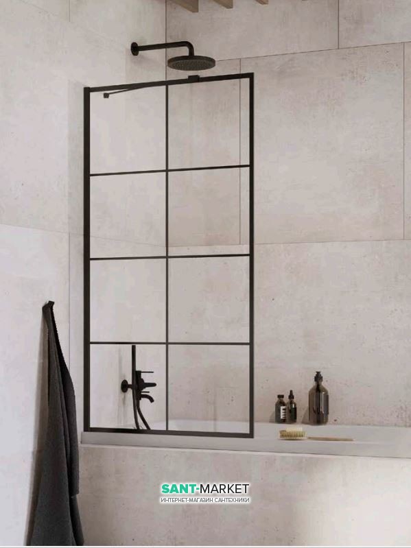 Шторка для ванной Radaway Idea Black PNJ Factory 70 прозрачное стекло/чёрный 10001070-54-55