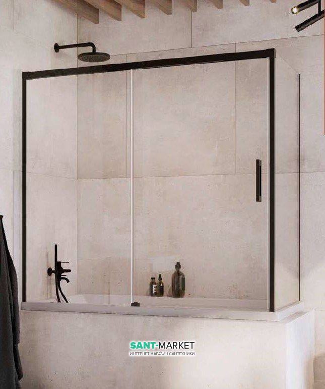 Шторка для ванної Radaway Idea Black PN DWJ + S 160 ліва прозоре скло / чорний 10042160-54-01L