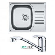 Кухонная мойка Franke Polar PXL 611-60 декор и смеситель Narew 35 Plus нержавеющая сталь 101.0444.100