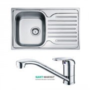 Кухонная мойка Franke Polar PXL 611-60 декор и смеситель Narew 35 Plus нержавеющая сталь 101.0444.131