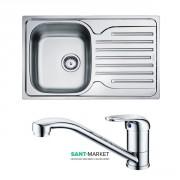 Кухонная мойка Franke Polar PXL 611-60 декор и смеситель Narew 35 Plus нержавеющая сталь 101.0444.131