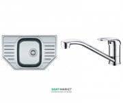 Кухонная мойка Franke Polar PXL 612-Е декор и смеситель Narew 35 Plus нержавеющая сталь 101.0444.134