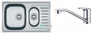 Кухонная мойка Franke Polar PXL 651-78 декор и смеситель Narew 35 Plus нержавеющая сталь 101.0444.132