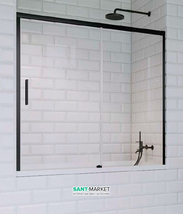 Шторка для ванної Radaway Idea Black PN DWJ 160 права прозоре скло / чорний 10003160-54-01R