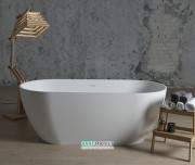 Ванна мраморная отдельностоящая Буль-Буль Greenland 170х80х62.5 белая 12170001 + встроенный перелив