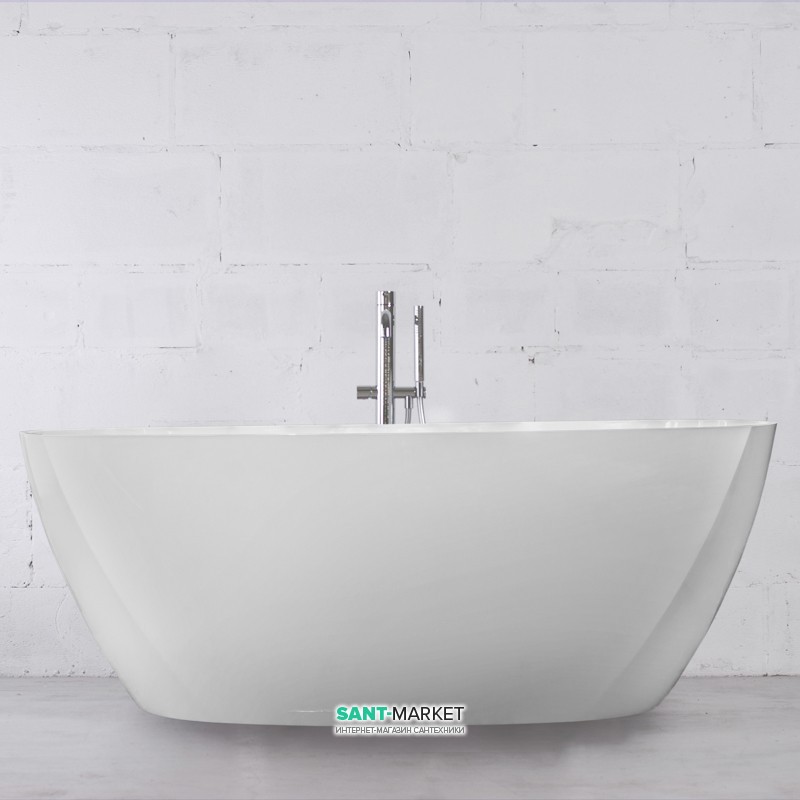 Ванна мармурова окремостояча Буль-Буль Albert 175х77х64 біла 10175001 + вбудований перелив