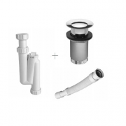 Сифон для раковины Marmorin декоративный с донным клапаном с переливом белый/хром ZPCP