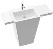 Раковина для ванної Marmorin Tebe 550 з поличками 325 для підлоги литий камінь білий P 530 550 020 010