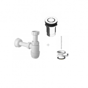 Сифон для раковини Marmorin з донним клапаном з переливом білий / хром ZCCN