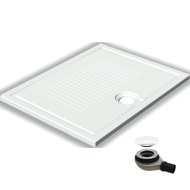 Душевой поддон Hatria LIF H3 Alchemy 90х70 см керамика белый матовый с сифоном PCY1W125