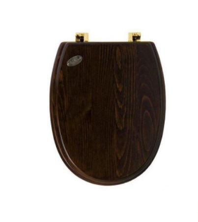 Сидіння з кришкою для унітазу Simas Londra з мікроліфтом дерево горіх петлі золото/ бронза LO 009