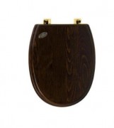 Сиденье с крышкой для унитаза Simas Londra с микролифтом дерево орех петли золото/бронза LO 009