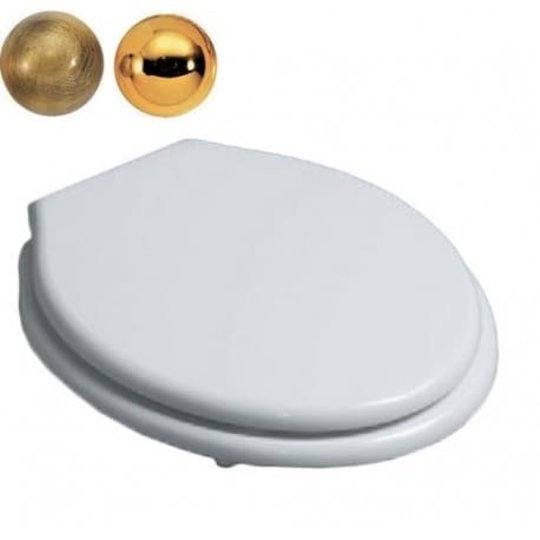 Сиденье с крышкой для унитаза Simas Londra с микролифтом полиэстер белый петли золото/бронза LO 007S