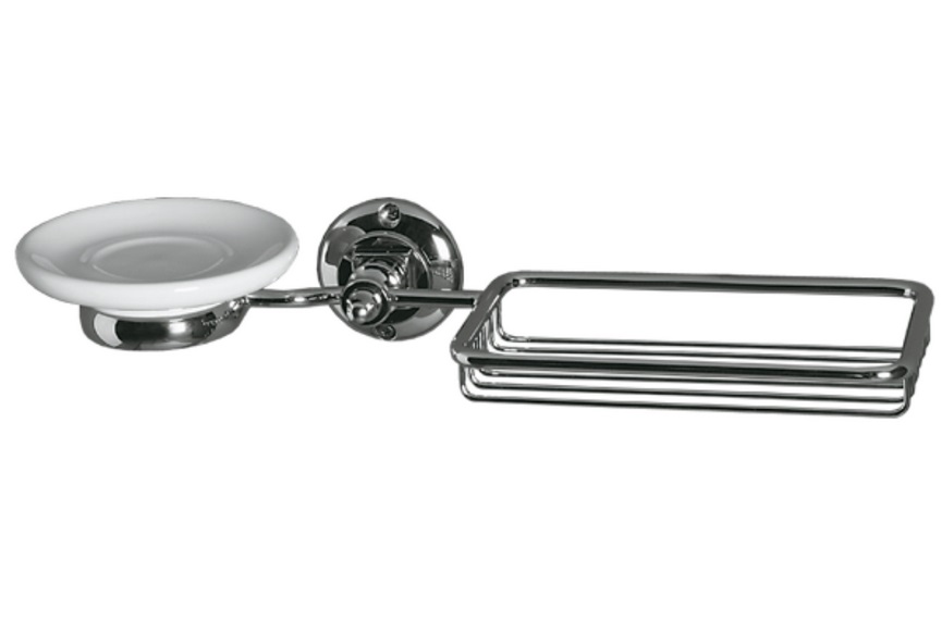 Мильниця для ванною Simas Accessori подвійна з решіткою білий/хром 260210