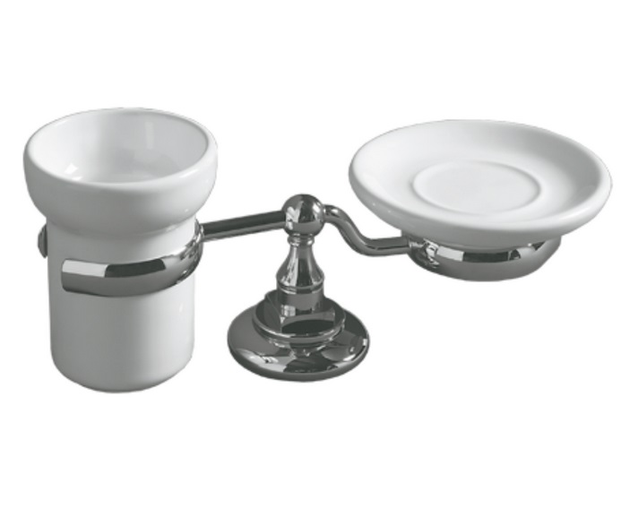 Мыльница со стаканом Simas Accessori белый/хром 260207