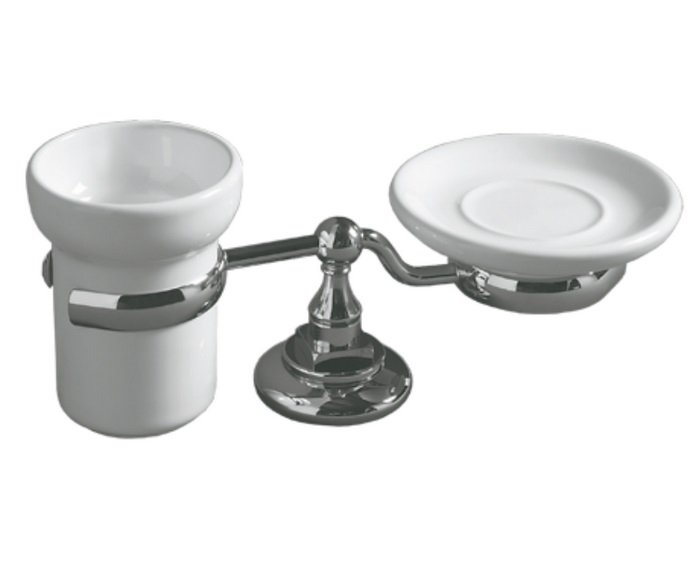 Мыльница со стаканом Simas Accessori белый/хром 260207